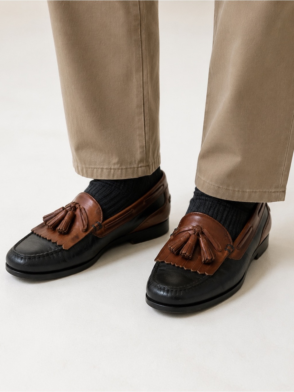 Nordstrom Menโs 10W Two Tone Leather Kiltie Tassel Loafers Brown Black